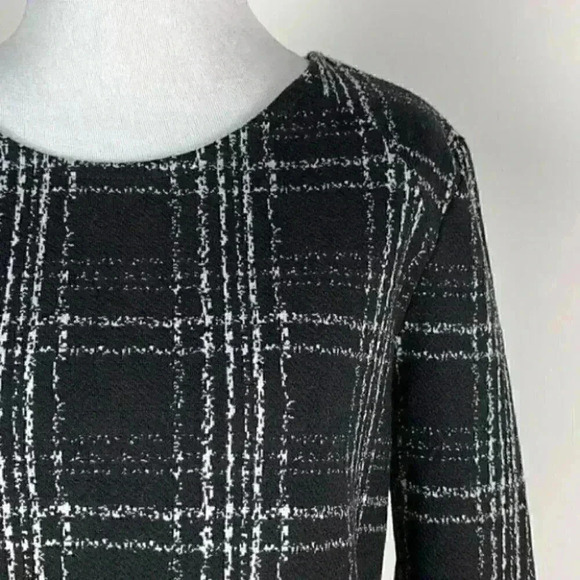 W5 sweater sz S black white grid check 3/4 sleeve - Picture 2 of 8